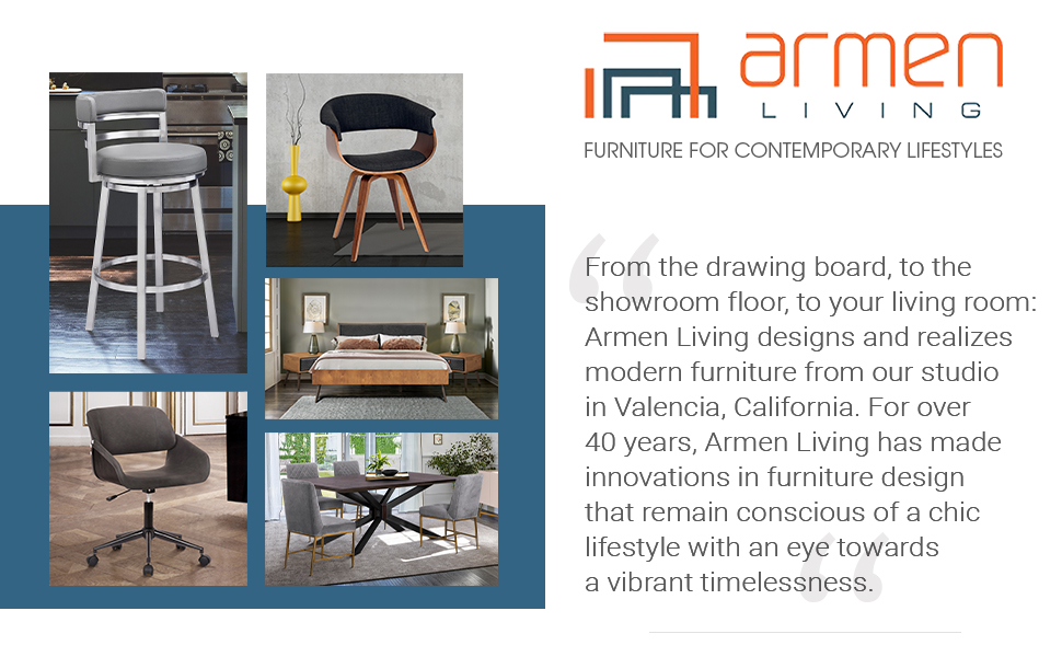 Century,Office,Armen living, desk chair, black, walnut wood, chrome, adjustable,upholster,gas lift