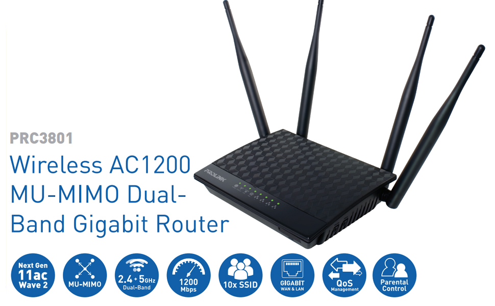 Prolink PRC3801 Wireless AC1200 DualBand Gigabit AP/Router/Repeater
