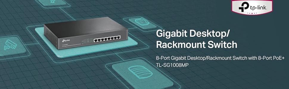 TP-Link TL-SG1008MP Unmanaged PoE+ Rackmount 8 Port Gigabit Switch