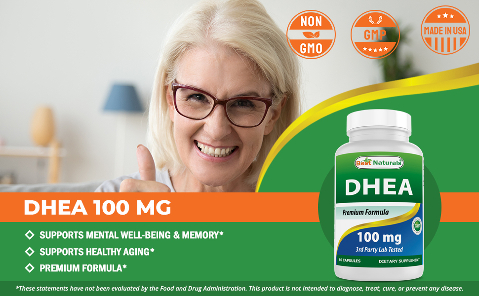 Best Naturals DHEA 100mg Supplement 60 Capsules Supports Balanced Hormone Levels