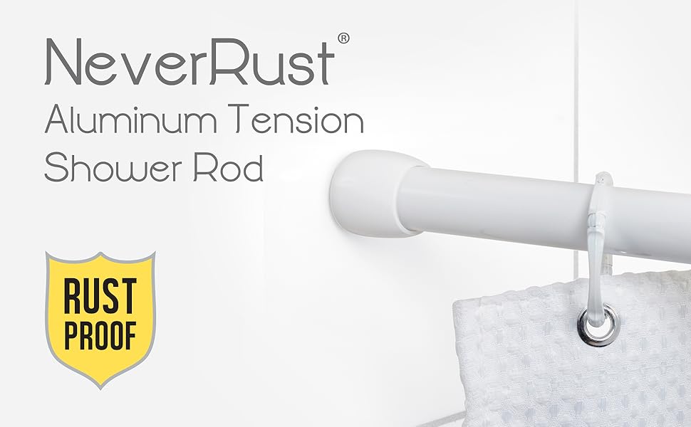 Zenna Home Neverrust Aluminum Tension Shower Rod, 48" 76", White