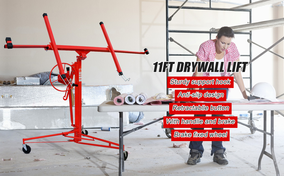 11FT Drywall Lift Panel Hoist Jack Lifter Drywall Panel Construction
