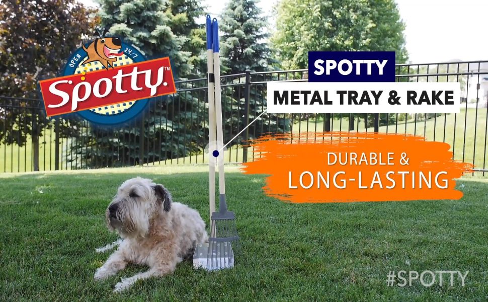 Spotty Wood Handle Pooper Scooper Durable Solid Metal Poop Tray with