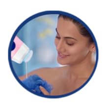 Pour a coin-sized amount of shower gel.