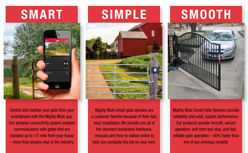 Mighty Mule MM371W Automatic Gate Opener, Smart and Solar Ready