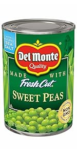 sweet peas, del monte, canned sweet peas