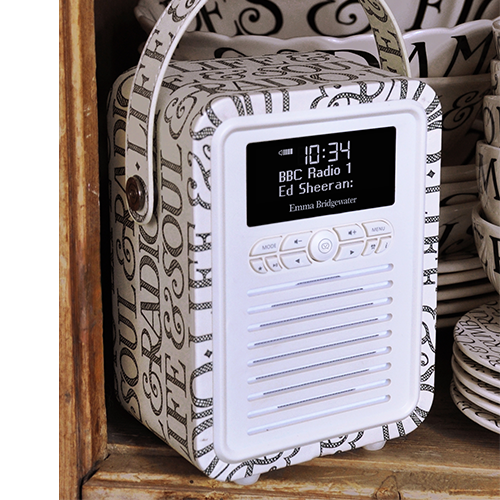VQ Retro Mini DAB and DAB+ Digital Radio with FM, Bluetooth, Alarm Clock Emma Bridgewater