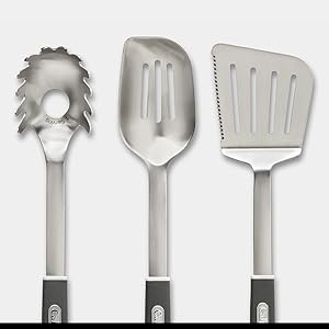 Three metal utensils