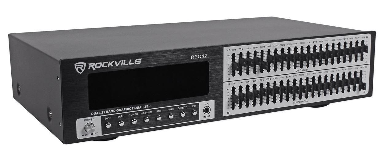 Rockville REQ42B Black 19" Rack Mount 2 x 21 Band Equalizer with Spectrum Analyzer Amazon.ca