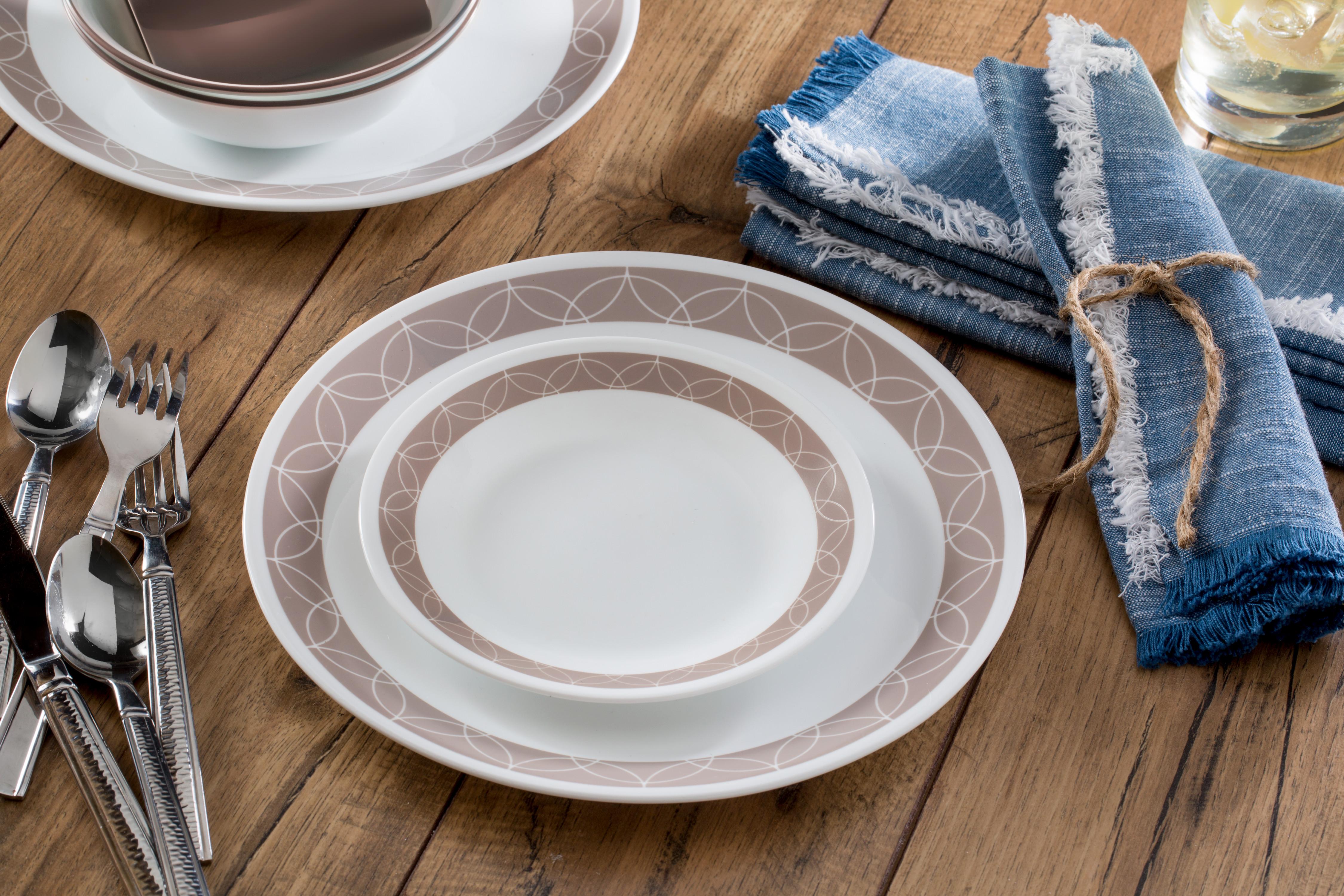 Corelle Livingware 74 Piece Sand Sketch Dinnerware Set with Storage Lids, White Amazon.ca Home