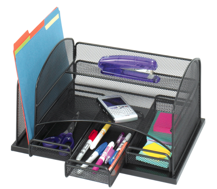 Safco Products 3252BL Onyx Mesh Desktop Organizer with 3