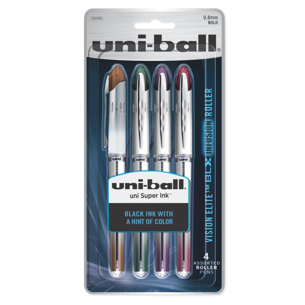 Uniball Vision Elite BLX Series Stick Bold Point 4 Rollerball Pens