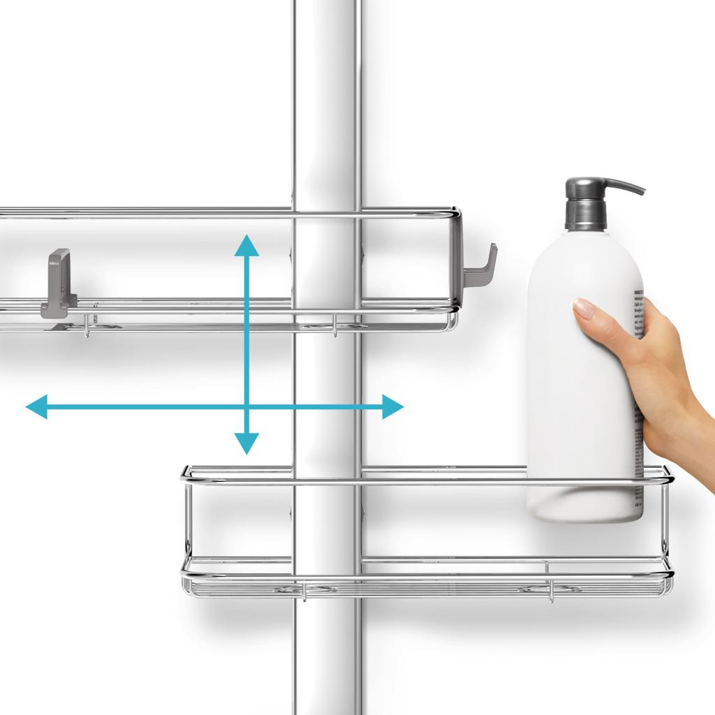 simplehuman Adjustable, Hanging Shower Caddy, Stainless Steel and Anodized Aluminum