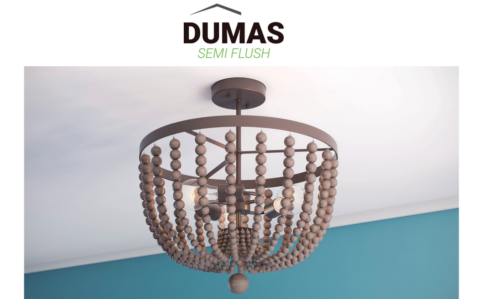 K E N W O OD 1200MHｚTM521 Kenroy Home Wood Semi Flush Mount Ceiling Light, Golden