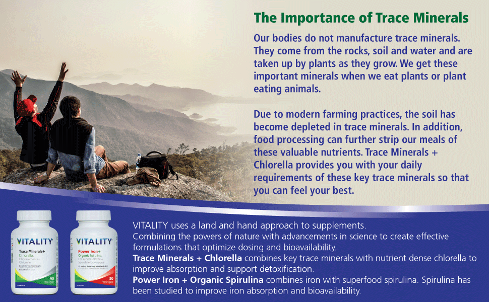 VITALITY Trace Minerals + Chlorella 30 Vegetable Capsules (30 Days