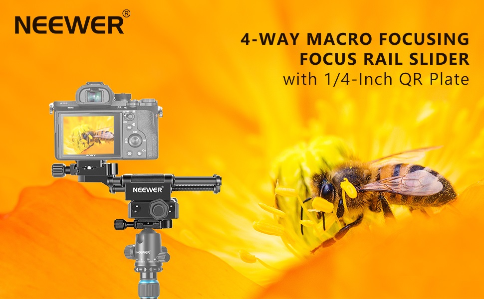 NEEWER Pro 4 Way Macro Focusing Focus Rail Slider with 1/4" Arca Type