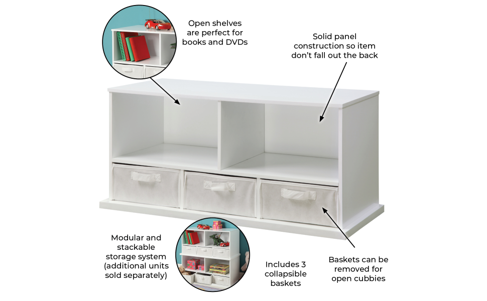 Badger Basket Shelf Storage Cubby with Three Baskets, White Amazon.ca