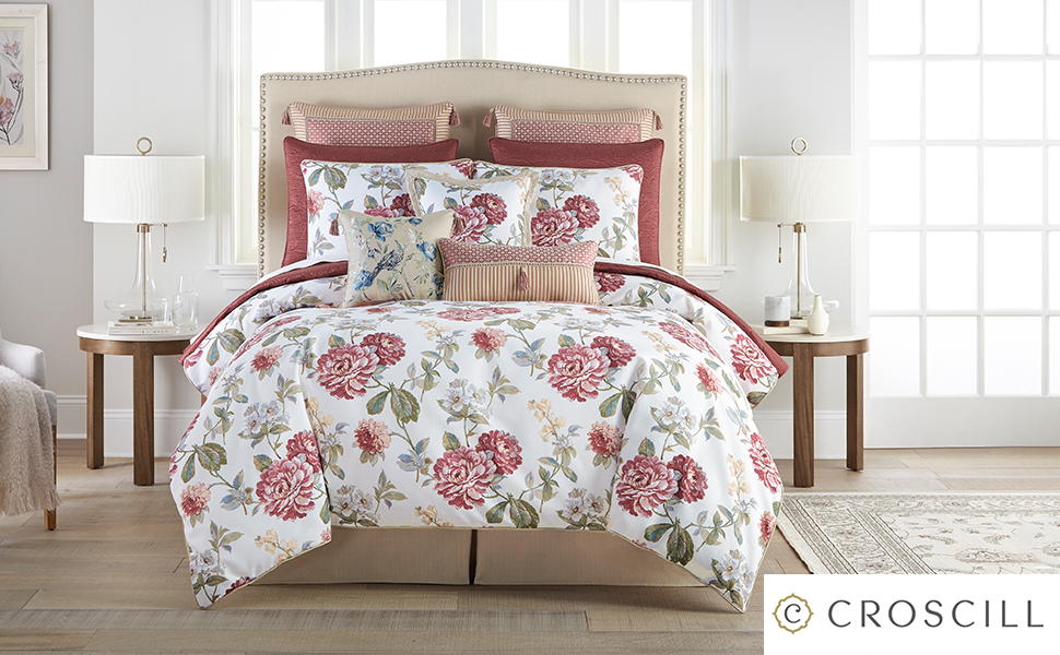 Croscill Fleur King Comforter Set, White Home & Kitchen