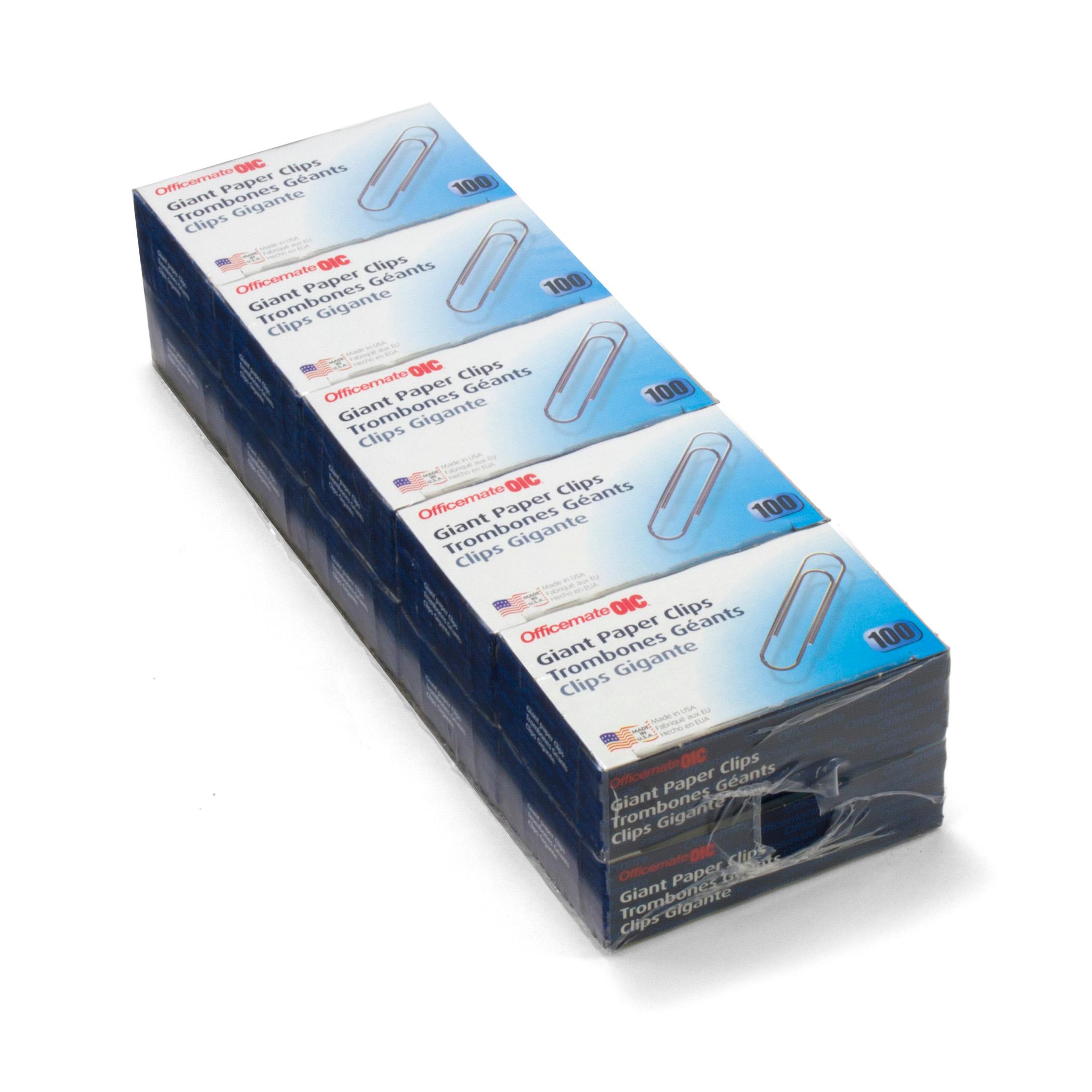 Officemate Giant Smooth Paper Clips, Pack of 3 Boxes of 100 Clips Each