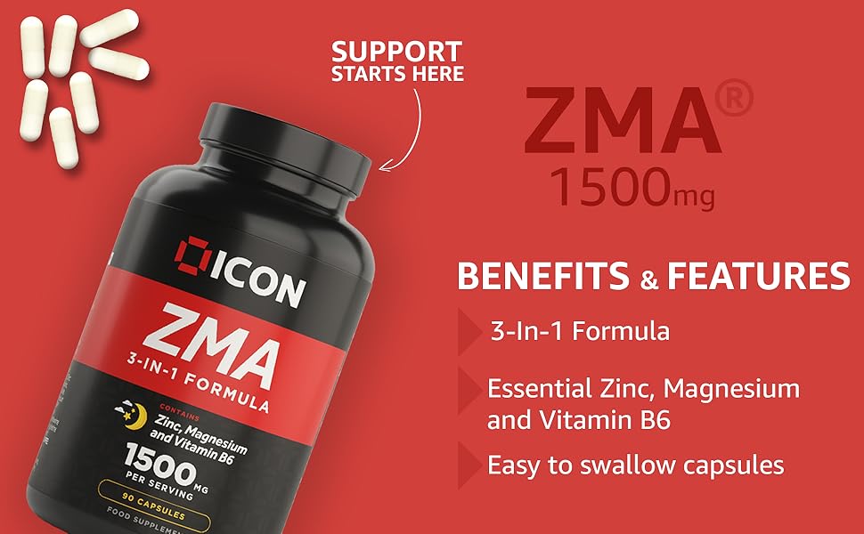 ICON Nutrition ZMA Supplement 1500mg Per Serving, Sleep Vitamin