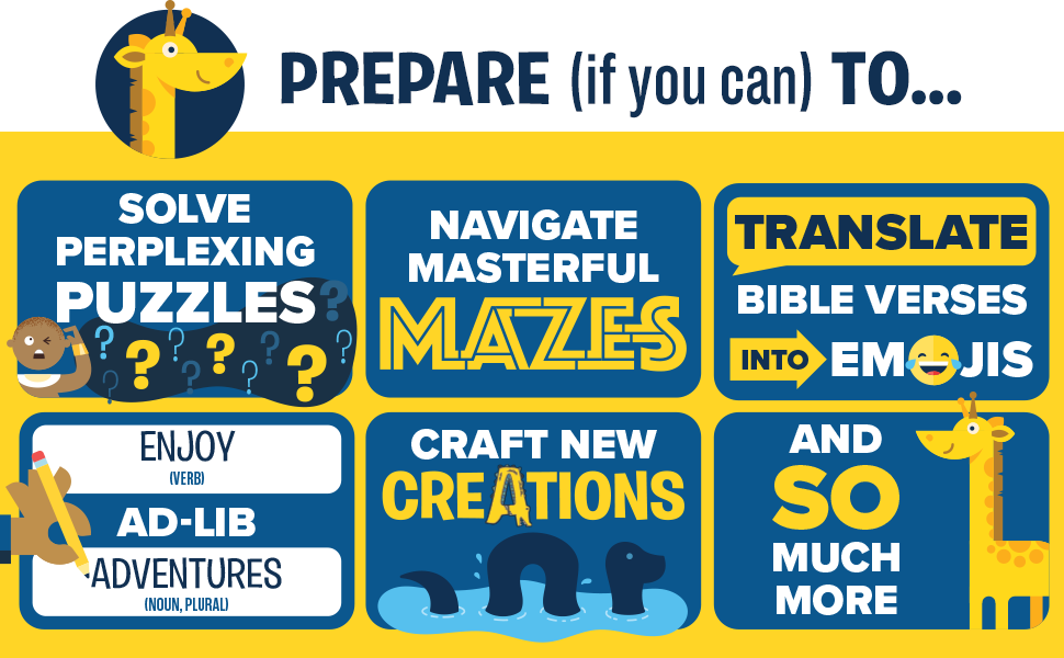 Solve puzzles, navigate mazes, translate bible verses into emojis, enjoy ad-libs, craft new creation