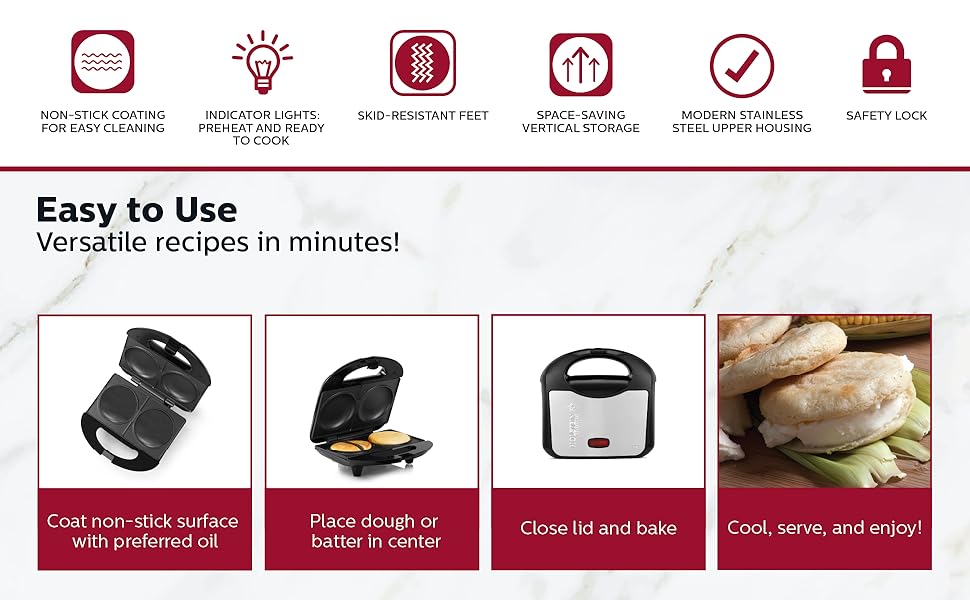 Holstein Housewares HH0937013SS Fun Arepa and Mini Empanada Maker