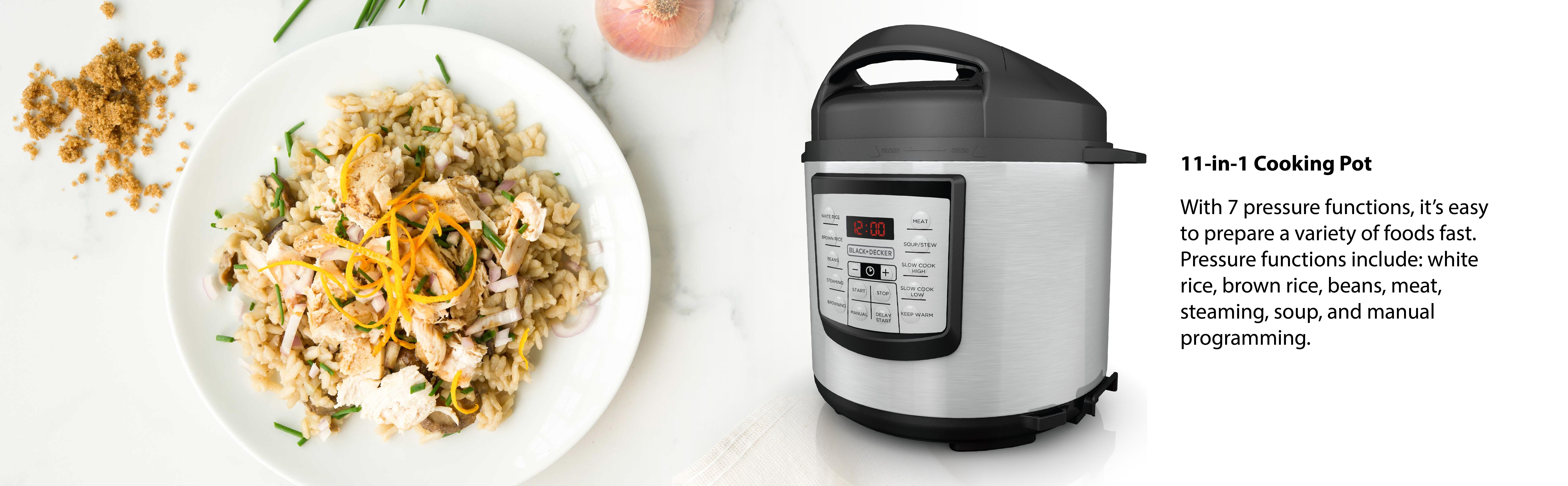 BLACK+DECKER 6 quart 11in1 Cooking Pot, Stainless Steel