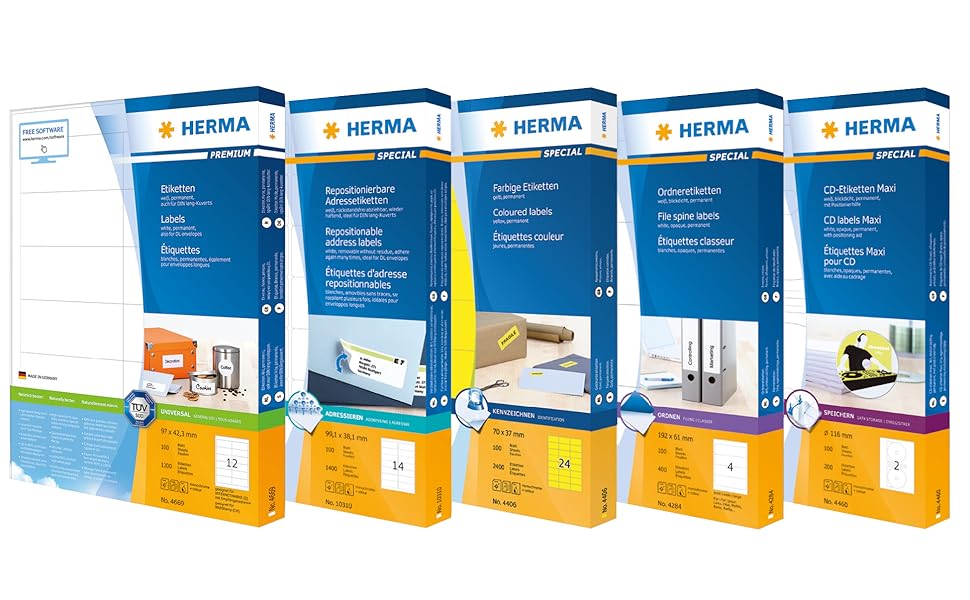HERMA Self Adhesive MultiPurpose Labels, 189 Labels Per A4 Sheet, 4725 Labels For Laser And