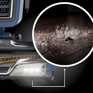 Spot debris under furniture with the headlights