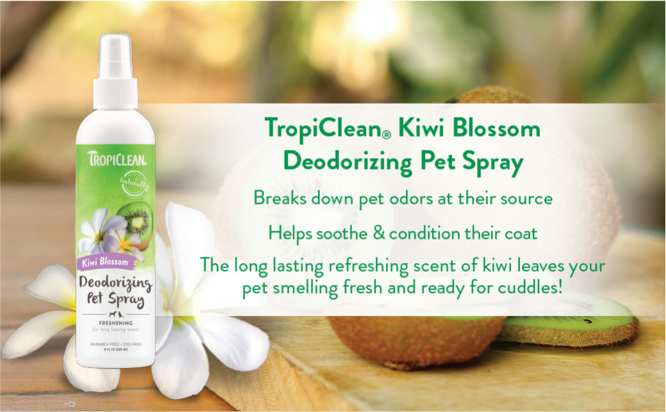 TropiClean Kiwi Blossom Deodorizing Spray for Pets, 1 gal Made in USA