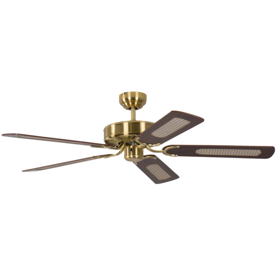 Deckenventilator ohne Beleuchtung Potkuri, Gehäuse Messing seidenmatt