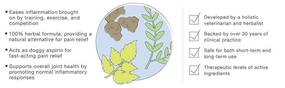 Herbal Pain Relief for Dogs + Cats, For Pet Aches and Pains, Anti-Inflammatory Supplement