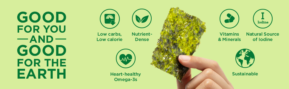 Organic Roasted Seaweed Sea Salt, gimme, vitamin, High fiber,  healthy snacks, low carb, keto