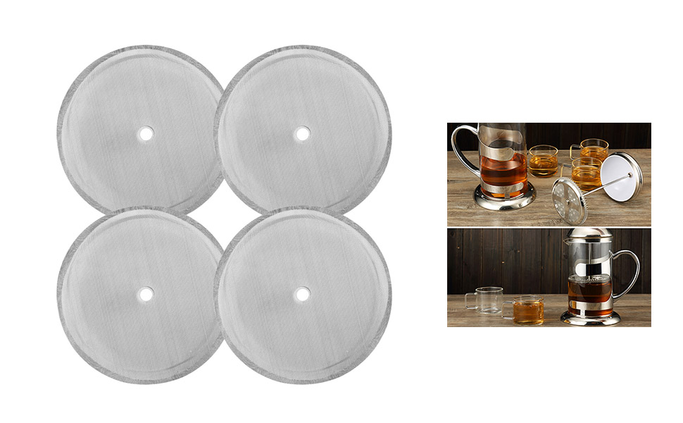 4 Pack French Press Replacement Filter Screen, findTop 4 Inch Stainless