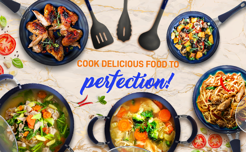 nutrichef cookware;kitchen ware;cooking pots;Blue Diamond Ceramic;Nonstick Kitchen Cookware