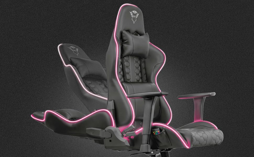 Trust Gaming Gxt 717 Rayza Gaming Chair With Rgb Led Lighting Black 126 X 74 X 66 Cm Amazon De Kuche Haushalt
