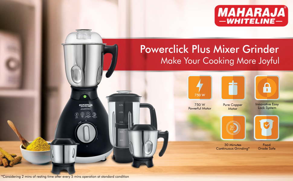 Buy Maharaja Whiteline Powerclick + MX204 750Watt Mixer Grinder with
