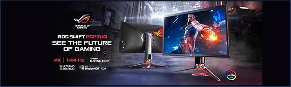 Asus PG27UQ 27-Inch ROG Swift 4K HDR Overclockable 144 Hz G-Sync IPS ...