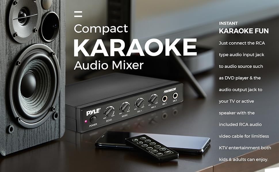 Pyle Compact Karaoke Audio Mixer Professional Portable