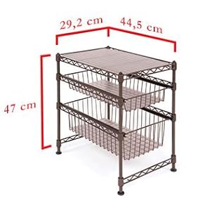 Ablageregal mit 2 ausziehbaren Körben, stapelbar: Amazon.de: Küche