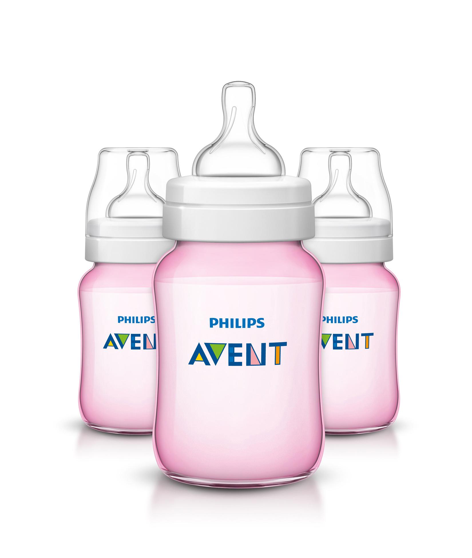 Philips Avent AntiColic BPA Free Baby Bottle, Pink, 9Ounce, 3pack
