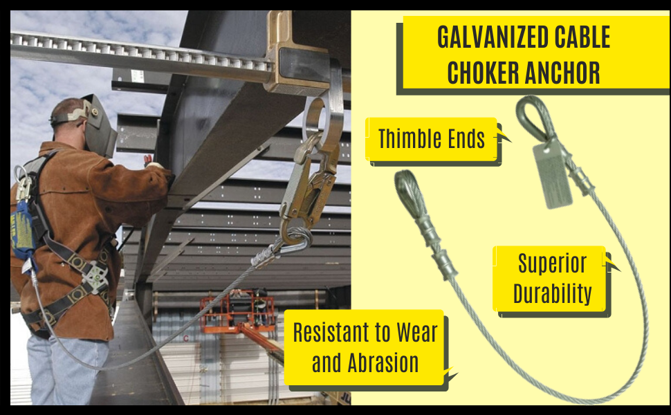 Guardian Fall Protection 10412 6Foot Galvanized Cable Choker Anchor
