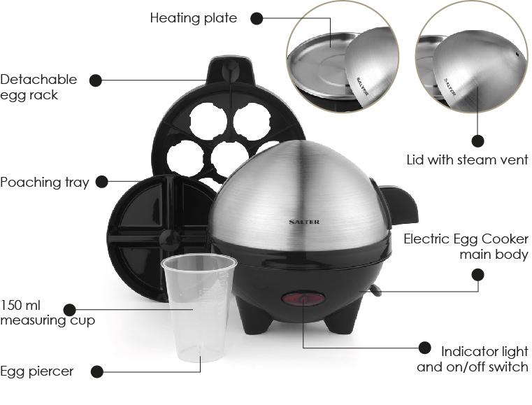 Salter EK2420 Electric Egg Cooker for Boiling and Poaching Amazon.co