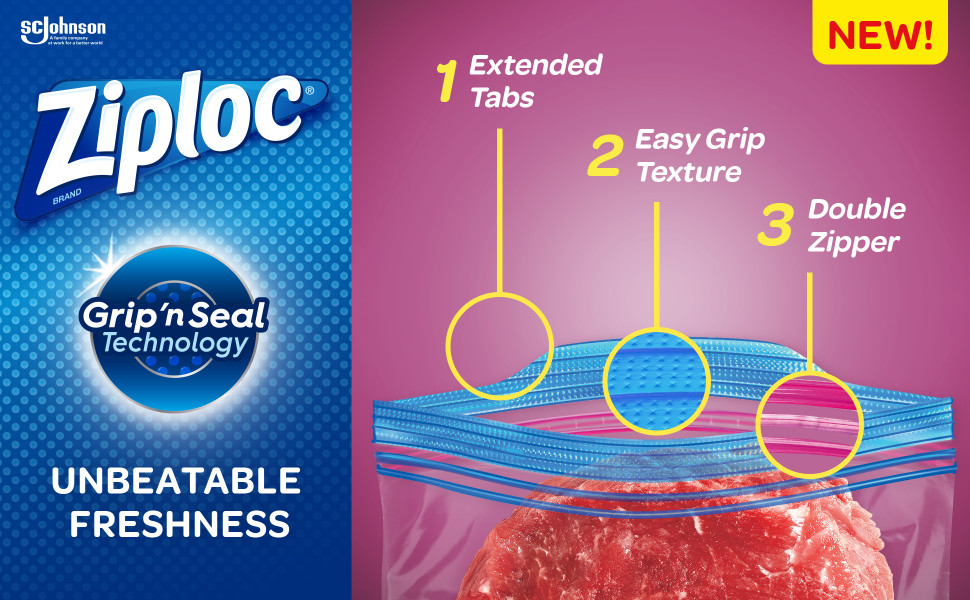 Ziploc Freezer Bags, Gallon, 60 Count, Pack of 2 Health