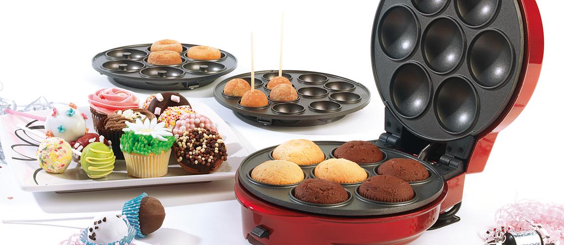 Giles & Posner EK1526 3In1 Doughnuts, Cupcakes and Cake Pops MultiDessert Maker, 700 W, Red