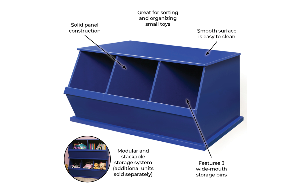 Badger Basket Three Bin Stackable Toy Storage Cubby