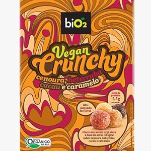 Cereal Matinal Orgânico Sem Glúten Cenoura, Beterraba, Cacau e Caramelo biO2 Vegan Crunchy 200g