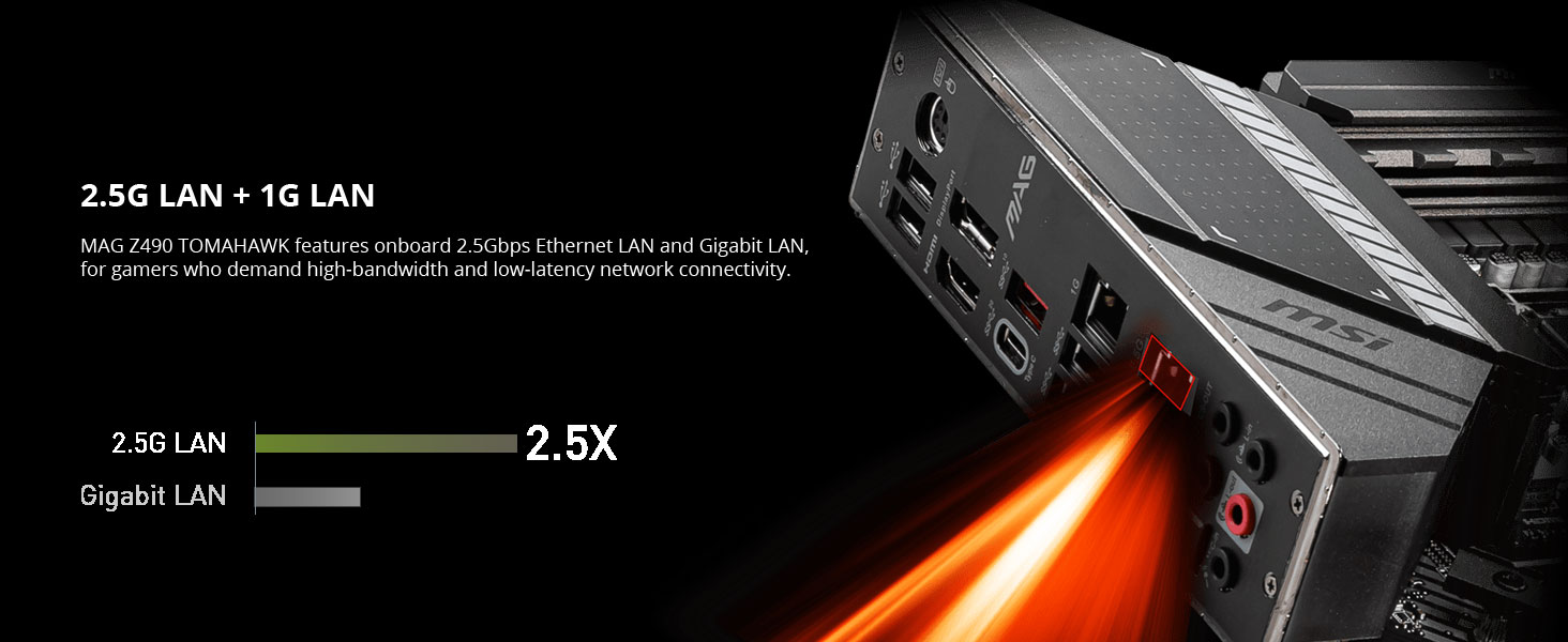 msi, mag z490 tomahawk, dual lan, 2.5g, gigabit ethernet, wired internet