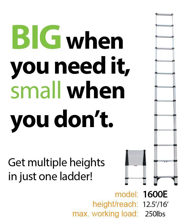 Telesteps 1600E OSHA Compliant 16 ft Reach Telescoping Extension Ladder