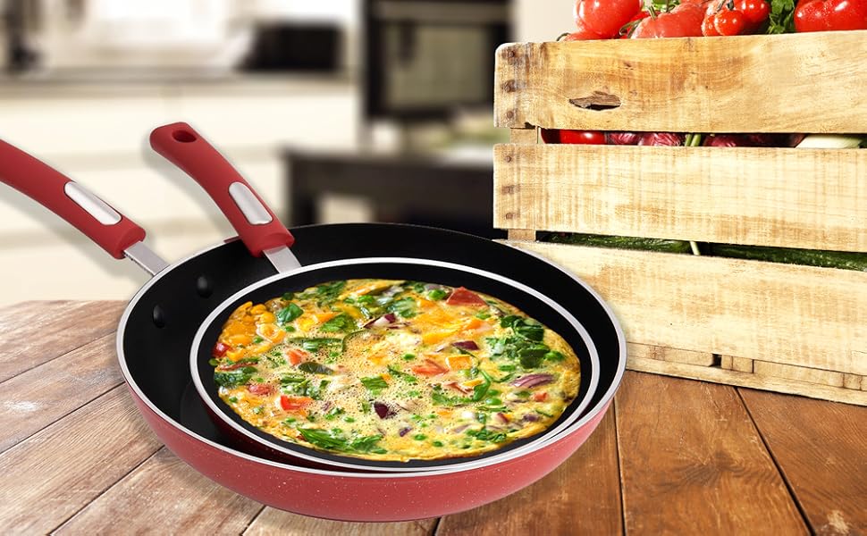 Hamilton Beach Fry Pan Aluminum 2pc Set Nonstick Coating